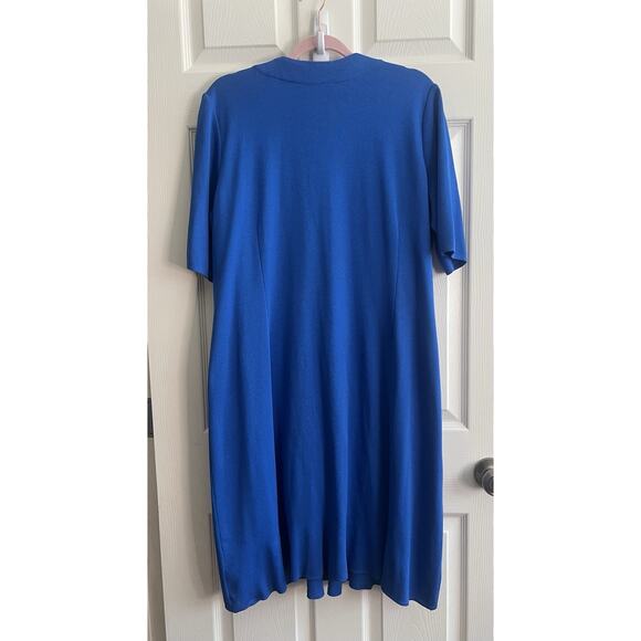 MING WANG Royal Blue Lace Grommet Soft Knit Sheath Dress - Picture 5 of 10